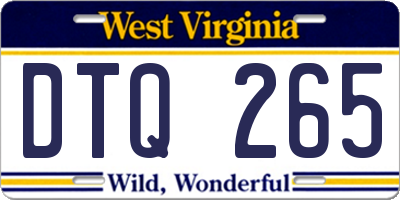 WV license plate DTQ265