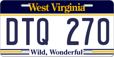 WV license plate DTQ270