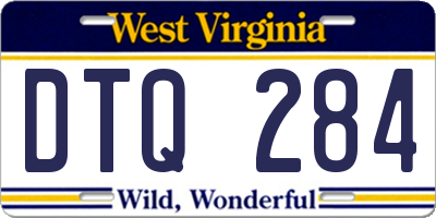 WV license plate DTQ284