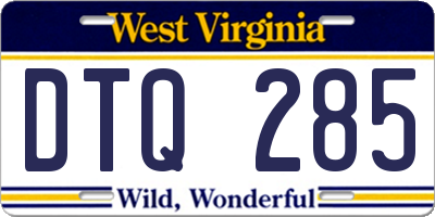 WV license plate DTQ285