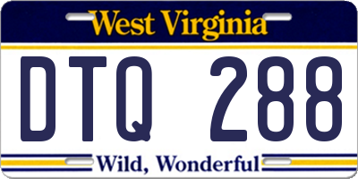 WV license plate DTQ288