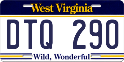 WV license plate DTQ290
