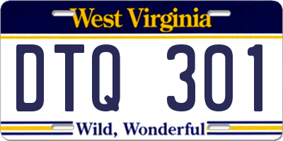 WV license plate DTQ301