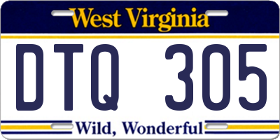 WV license plate DTQ305