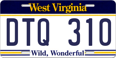 WV license plate DTQ310