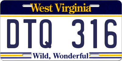 WV license plate DTQ316