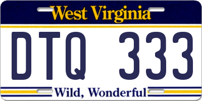 WV license plate DTQ333