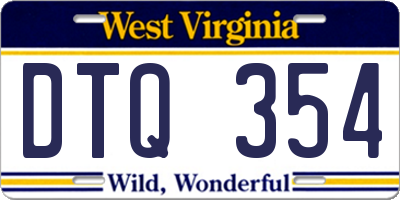WV license plate DTQ354