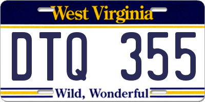 WV license plate DTQ355