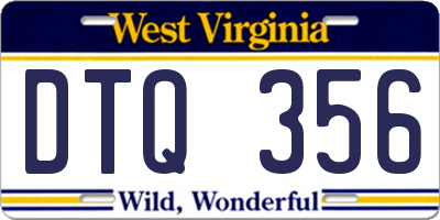 WV license plate DTQ356
