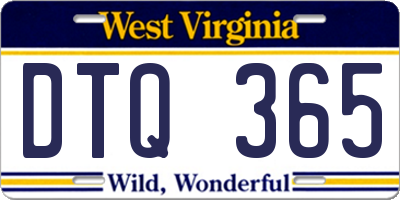 WV license plate DTQ365