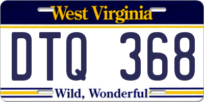 WV license plate DTQ368