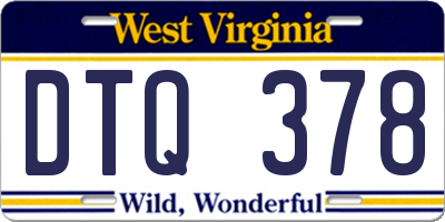 WV license plate DTQ378