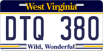 WV license plate DTQ380