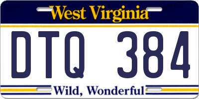 WV license plate DTQ384