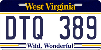 WV license plate DTQ389