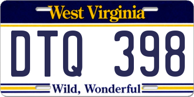 WV license plate DTQ398