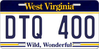 WV license plate DTQ400