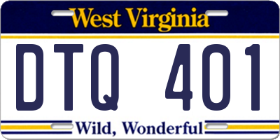 WV license plate DTQ401