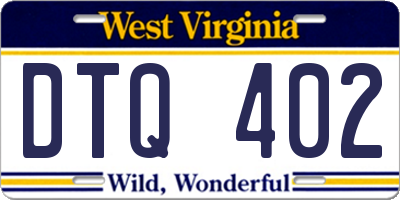 WV license plate DTQ402
