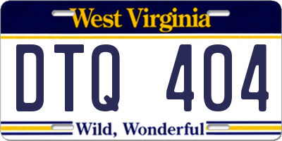 WV license plate DTQ404