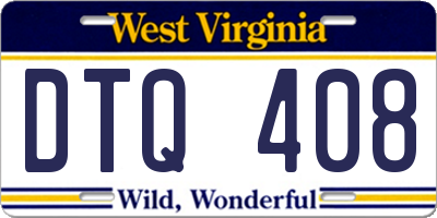 WV license plate DTQ408