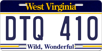 WV license plate DTQ410