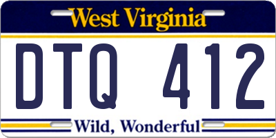 WV license plate DTQ412