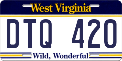 WV license plate DTQ420