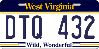 WV license plate DTQ432