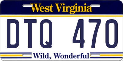 WV license plate DTQ470