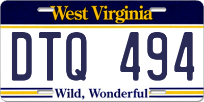 WV license plate DTQ494