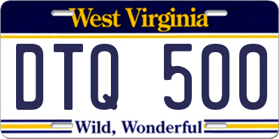 WV license plate DTQ500