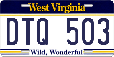 WV license plate DTQ503