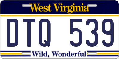 WV license plate DTQ539
