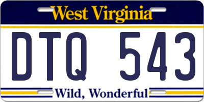 WV license plate DTQ543