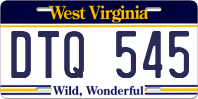 WV license plate DTQ545