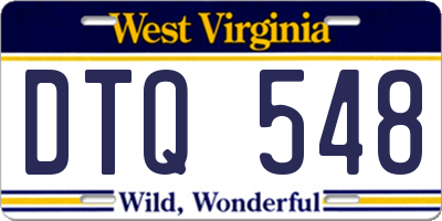WV license plate DTQ548