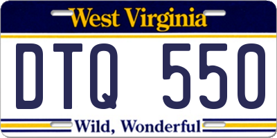 WV license plate DTQ550