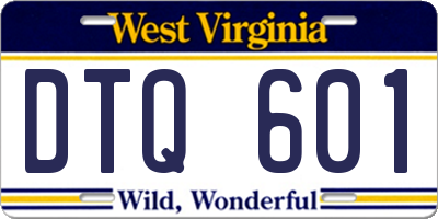 WV license plate DTQ601