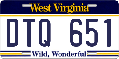 WV license plate DTQ651