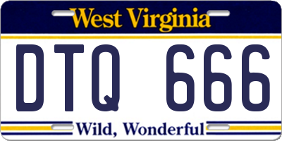 WV license plate DTQ666