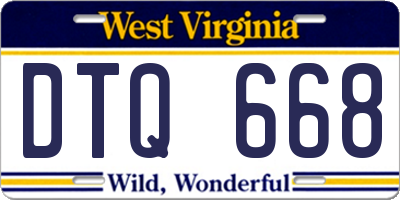 WV license plate DTQ668