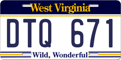 WV license plate DTQ671