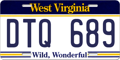 WV license plate DTQ689