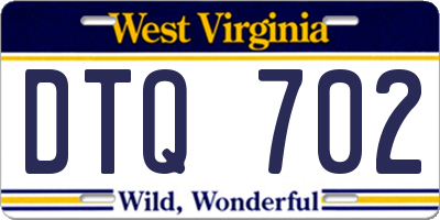 WV license plate DTQ702