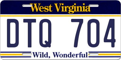 WV license plate DTQ704