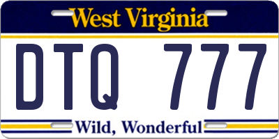 WV license plate DTQ777