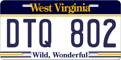WV license plate DTQ802