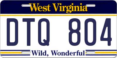 WV license plate DTQ804